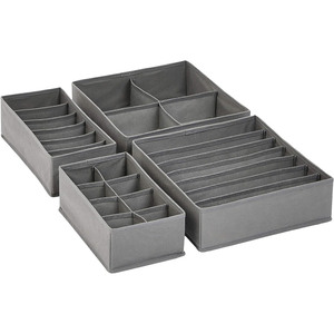Set of 4 Square Fabric Dresser <b>Drawer</b> <b>Storage</b> Organizers Foldable <b>Storage</b> <b>Boxes</b> for Clothing and Wardrobe with 10-20L Capacity - Product Image 1