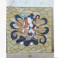 Vitrail Cathédrale Chinois Solide Personnalisé Double Face avec Figures, Décoration Murale pour Rideaux, Fenêtres, Portes et Murs, Éclairage Fait Main
