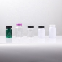 Petit flacon de médecine en plastique bleu personnalisé de 60ml Bouteilles de capsule de supplément Vatamin Flacon de pilules en plastique 100cc avec couvercle CRC