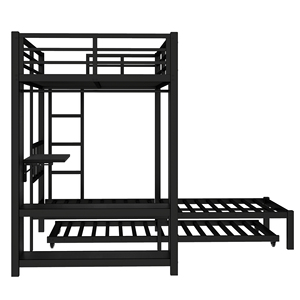 Cama Triple Metálica Industrial con Armario Integrado, Escritorio Plegable Ajustable y Escalera, Diseño que Ahorra Espacio para Dormitorio - Product Image 6