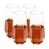 Verre à vin en ABS en forme de diamant avec bord doré pour les fêtes, les mariages et les bars à domicile - Verre à whisky