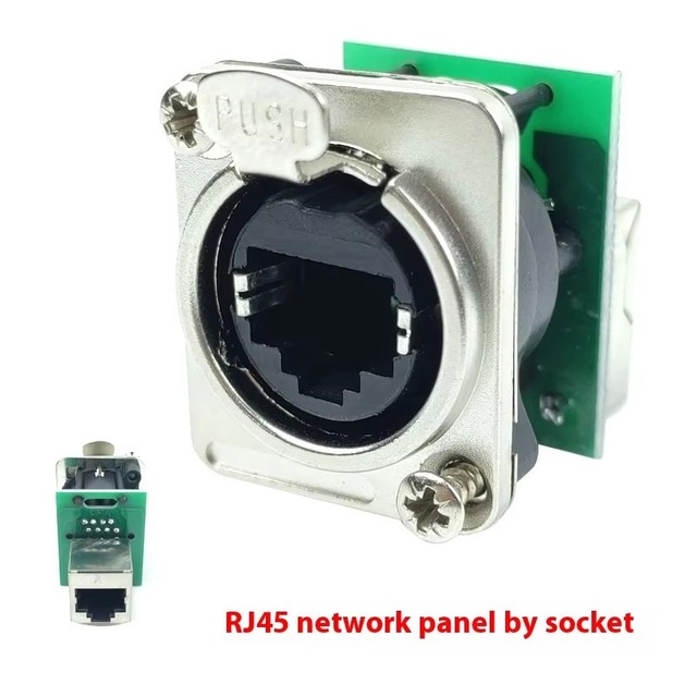ABCCABLS Professional RJ45 Chassis Jack D Series Tin Plated Ethernet Connectors Model T208-3 Us Plug Powder Audio Video Lighting