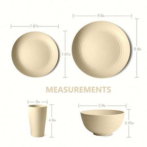 Assiettes incassables, vaisselle en paille de blé, ensembles de vaisselle - Product Image 4
