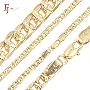 54110156 4mm + FJファロンファッションジュエリーカーブリンクダブルクロスハンマーチェーンメッキ14K金真鍮スプリット - Product Image 4