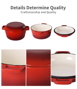 Horno Holandés <span class=keywords><strong>esmaltado</strong></span>, parrilla de <span class=keywords><strong>hierro</strong></span> <span class=keywords><strong>fundido</strong></span> 2 en 1, prémium, con sartén - Product Image 3