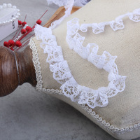 Bordure en dentelle plissée japonaise non extensible en polyester de 0,5 pouce (1,2 cm) pour vêtements, jouets, couture DIY et artisanat