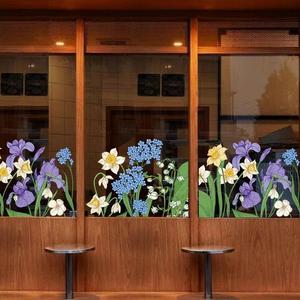 1 Rotolo di Adesivi Elettrostatici in PVC <span class=keywords><strong>per</strong></span> Vetrine di Negozi di Piante e Fiori, Decorazione con Fiori Viola <span class=keywords><strong>per</strong></span> Porte e Finestre - Product Image 2