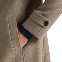 Pardessus en laine marron coupe classique pour homme avec poches latérales à revers crantées Trench à simple boutonnage Vêtements d'extérieur imperméables