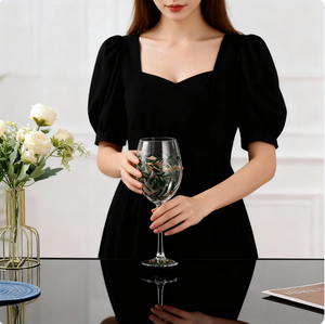 Mô hình mới vẽ tay tiên tiến cổ điển màu xanh lá cây cốc rượu vang đỏ ly rượu vang đặt được sử dụng cho kinh doanh và họp mặt gia đình hàng ngày - Product Image 5