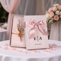 Boîte-cadeau d'invitation de mariage de luxe de conception créative joli papier mat avec nœud de ruban emballage de carte de mariage de bonbons et de chocolat