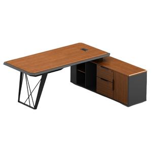 Tavolo da lavoro Executive da ufficio impiallacciato + mobili moderni in acciaio Executive scrivania da ufficio di lusso Ceo Executive scrivania da ufficio - Product Image 2