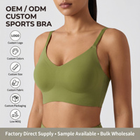 Soutien-gorge sans armatures en soie glacée, col en V, respirant, rembourré, à 2 rangées de bretelles réglables, sans coutures, coupe 3/4