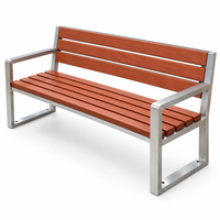 Banc de jardin extérieur en acier inoxydable avec dossier pour parc, patio, cour, hôtel, école, restaurant, villa