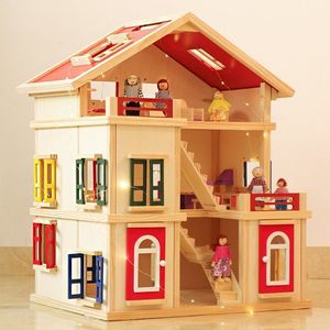 3-Story Wooden Dollhouse with Furniture & Dolls Montessori Pretend Play Toy for Kids Imaginative Role Play - Product Image 3