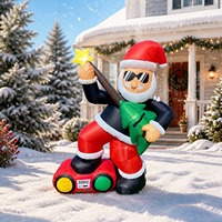 Décorations de Noël gonflables de 6 pieds pour l'extérieur, Père Noël jouant de la guitare pour la cour, la fête de Noël, le jardin, la pelouse