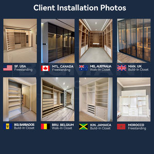 Armoire de <span class=keywords><strong>dressing</strong></span> minimaliste avec portes pliantes à persiennes en chêne massif, <span class=keywords><strong>kit</strong></span> de quincaillerie et boutons inclus - Product Image 5