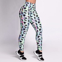 New women pants breathable trousers fashion cute cartoon black cat pant capris fitness yoga leggings