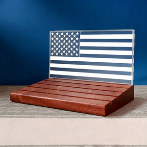 Espositore per Monete Commemorative - Vetrina per Monete con Bandiera Americana e Luce Bianca Calda, Supporto in Legno, Regalo per Lui, Papà - Product Image 4