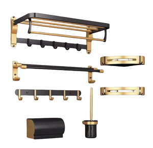 Tekli Siyah Altın Modern Paslanmaz Çelik Havlu Askısı Yapışkanlı Duvara Monte Banyo Havlu Askılığı Deliksiz Banyo - Product Image 1