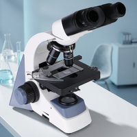 Microscope biologique rechargeable 1600X avec lentille achromatique 195, plateau mécanique double couche et condenseur d'Abbe pour laboratoire et école