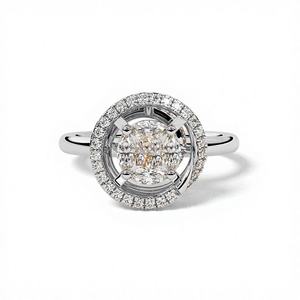 แหวนโซลิแทร์ Paola Halo มีเพชรกลมตัดเดี่ยวอยู่ตรงกลาง - Product Image 1