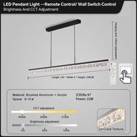 Lampu Gantung LED CCT yang Dapat Diredupkan dan Disesuaikan dengan Remote Control dan Sakelar Dinding untuk Ruang Makan, Kantor, Restoran, Bar