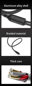 Câble de charge rapide multi 100W 5A double USB C, câble de charge rapide multi 2 en 1, câble USB C vers USB C tressé en nylon - Product Image 5