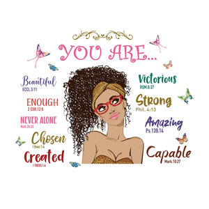 Dessin animé noir fille Style féminin vous êtes <span class=keywords><strong>proverbes</strong></span> <span class=keywords><strong>anglais</strong></span> amovible Stickers muraux salon étude chambre - Product Image 5