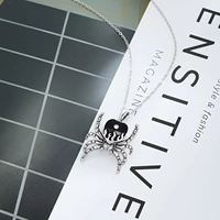 Bijoux sur le thème gothique Collier pendentif araignée en cristal noir oxydé en argent sterling 925