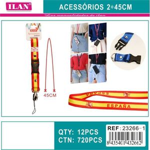 Laccetto da collo 2x45 cm con design bandiera spagnola per porta badge identificativo - Product Image 1