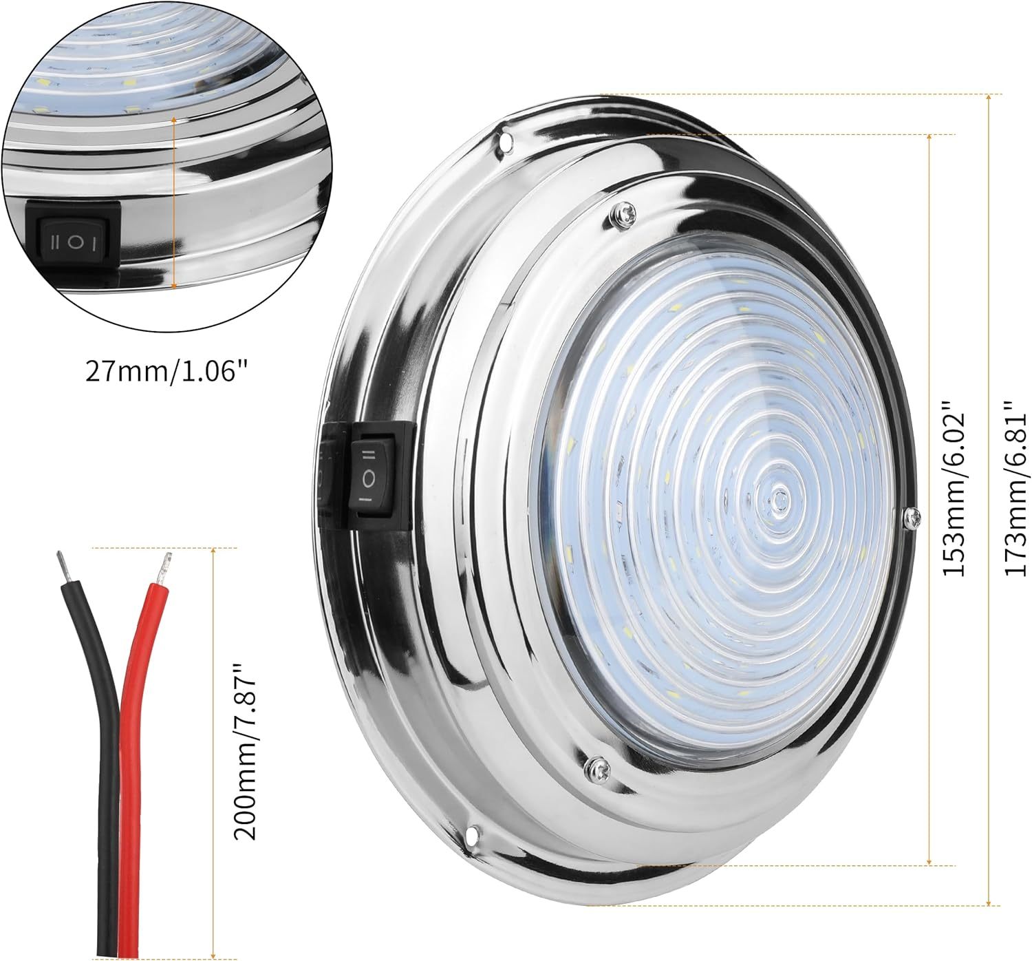 Ceiling Light Stainless Steel Surface Mounted Dome Light Marine LED Lamps