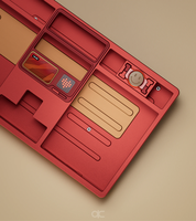 Clavier mécanique tri-mode rouge anodisé QK101 avec écran rétroéclairé RVB en aluminium CNC