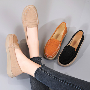 <span class=keywords><strong>Mocasines</strong></span> de Cuero Genuino para Mujer, Cómodos, Planos, Antideslizantes, Diseño de Gamuza Suave para Primavera y Otoño - Product Image 3