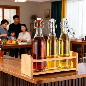 Bouteille en verre ronde haute et étroite pour vin et tequila DIY, avec <span class=keywords><strong>bouchon</strong></span> métallique, 750 ml, 1 L, blanc, rouge, à bas prix - Product Image 5