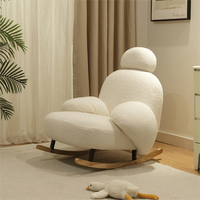 Fauteuil simple de style nordique, grand, blanc, tendance, mignon, en bois et maille, fauteuil à bascule mobile, design minimaliste crème
