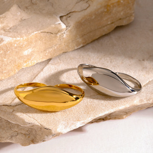 Bagues de mode double doigt en or, argent et acier inoxydable, design géométrique minimaliste, bijoux unisexe, cadeau - Product Image 4