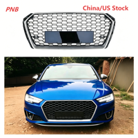 Calandre avant de remplacement style RS4 avec cadre argenté et maille noire pour Audi A4 B9 2017 2018 2019, pièce auto de rechange pour mise à niveau