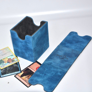 Venta al por mayor pequeño MOQ aceptable 100 + Trading Card Deck <span class=keywords><strong>Box</strong></span> organizador almacenamiento tarjetas de juego para niños juguete hecho de cuero PU - Product Image 1