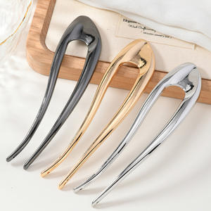 Épingle à cheveux simple en alliage pour femme, pince à cheveux en forme de U avec bordure en corne, accessoire capillaire léger et élégant pour jeune fille - Product Image 5