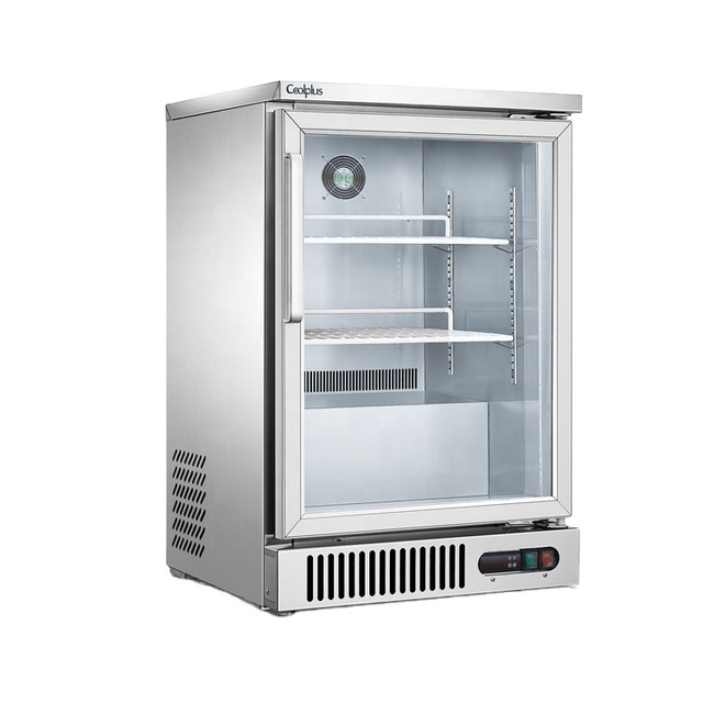 Commercial 160L Adjustable One Glass Door Fridge Bar Flat Counter Top Display Beverage Cooler Beer Cooler