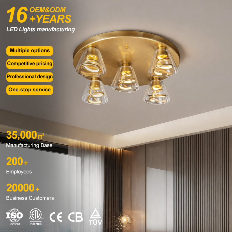 High Recommend Light Luxury Style Decoration for Indoor Ceiling Lighting Aluminum and Glass Material Led Ceiling Light
