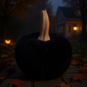 Zucca in Velluto Nero 9,5 Pollici Decorazione per Halloween Forniture Decorative per Festività - Product Image 2