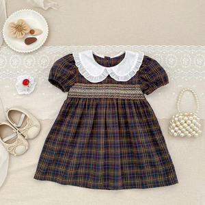 Vestido Vintage a Cuadros para Niña Pequeña, Cuello con Volantes, Manga Abullonada, Vestido Infantil Estilo <span class=keywords><strong>Retro</strong></span>, <span class=keywords><strong>Ropa</strong></span> Casual de Verano para Fiestas, 2-7 Años - Product Image 2