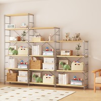 Étagère de rangement réglable à 5 niveaux en métal pour four de cuisine, unité de rangement sur pied en bois pour livres et chaussures, idéale pour balcon et bureau