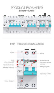 Toqcb2 Slimme Mcb Tuya 1-4P 63a Zigbee Meting Automatisch Hersluiten 220V Din Rail 10ka Ce Gecertificeerd 50/60Hz - Product Image 5