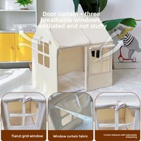 Tente pour animaux de compagnie en tissu avec structure en PVC pour chats et chiens, design coréen blanc pur, maison tendance