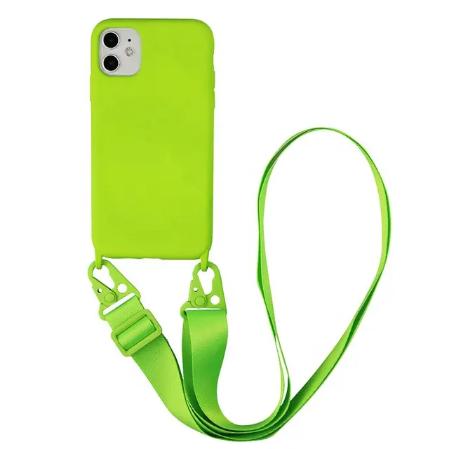 שרוך מקרה צבעים בוהקים נוזל סיליקון מרגיש טלפון מקרה עם שרוך נגד ההלם כיסוי עבור iphone x עבור iphone 11