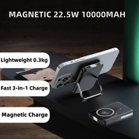 Batteries externes magnétiques portables 22,5 W avec logo personnalisé, 10000 mAh, avec support caché, chargeur de montre sans fil pour Phone18