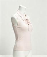 T-shirt de golf tricoté à cordon de serrage pour la compétition et l'entraînement en extérieur, sans manches ou à manches courtes, vêtements pour femmes