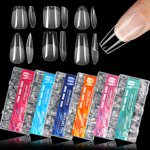 600 Uds./caja, 12 Tamaños, <span class=keywords><strong>Uñas</strong></span> Postizas Transparentes, <span class=keywords><strong>Uñas</strong></span> Artificiales, Extensión de <span class=keywords><strong>Uñas</strong></span>, Stiletto, Cuadradas, Almendradas, Puntas de <span class=keywords><strong>Uñas</strong></span> de <span class=keywords><strong>Gel</strong></span> Suave - Product Image 1